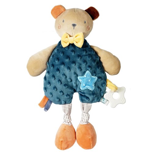 Adorable Baby Cozy Plush Doll, Toys, Soft Toys, Teether, Soft Fabric Textures, Crinkle Sounds to Explore, Suitable for Babies, Blue Bear Cuddly Gifts for Newborn Boys and Girls/Kids