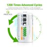 EBL D Size Rechargeable Batteries D Cell 10000mah NiMH Battery, 2 Counts
