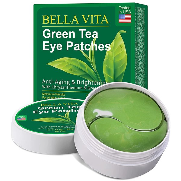 BELLA VITA Under Eye Patches, Green Tea Under Collagen Eye Masks for Dark Circles Puffiness Eye Bag Wrinkles, Under Eye Treatment for Men Women, Anti-Aging Brightening Under Eye Gel Pads, 30 Pairs