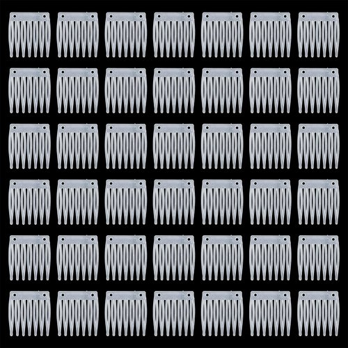 Honbay 60PCS 7 Teeth Plastic Hair Comb Hair Side Comb Hair Clip Comb Twist Comb Wedding Bridal Veil Combs Wig Combs Headpieces Accessories Combs Updo Bun Chignon Hair Styling Accessories (Clear White)