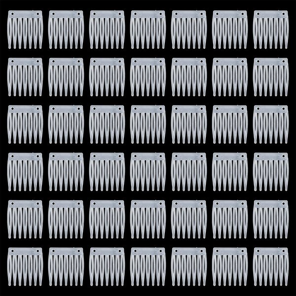 Honbay 60PCS 7 Teeth Plastic Hair Comb Hair Side Comb Hair Clip Comb Twist Comb Wedding Bridal Veil Combs Wig Combs Headpieces Accessories Combs Updo Bun Chignon Hair Styling Accessories (Clear White)