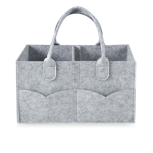 PandaEar Baby Diaper Caddy Organizer, Portable Diaper Holder Organizer Nursery Storage Basket for Wipes & baby stuff, Collapsible Baby Organizer with Divided Design (Grey)