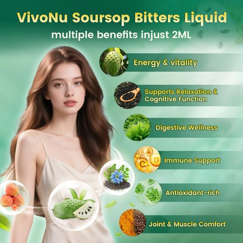 10-in-1 Soursop Bitters Liquid Drops 3000mg, Soursop Drops with Ashwagandha, Black Seed Oil, Moringa, See Moss for Natural Antioxidant, Cell Support & Regeneration, Immune Boost, Rich In Vitamin D& C