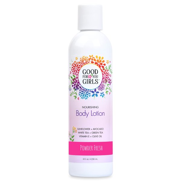 Good For You Girls Natural Body Lotion with Nourishing Plant Based ingredients, Vegan and Paraben Free, Kids, Preteens and Teens, 8 fl oz (Powder Scent)