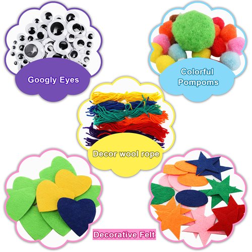 TOPZEA 12 Pack Hand Puppet Making Kit, Kids Craft and Art Aupplies Felt Sock Puppet Creative DIY Make Your Own Puppets Kits with Pompoms and Wiggle Googly Eyes Storytelling Role Play Party Supplies