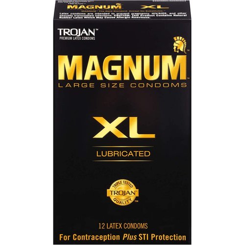 Trojan Magnum XL Lubricated Premium Latex Condoms 12 Each