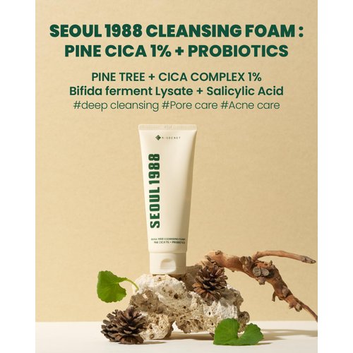 KSECRET SEOUL 1988 Cleansing Foam : Pine Cica 1% + Probiotics, 150ml/5.07fl.oz.