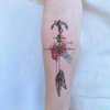 Oottati 8 Sheets Black Arrow Compass Feather Dragon Anchor Sword Snake Tree Flower Temporary Tattoos for Arm