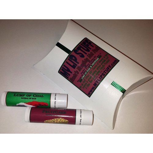 My Lip Stuff Santa's Naughty List Pack (lump of Coal & Fruitcake) Gag Gift Natural Lip Balm Set
