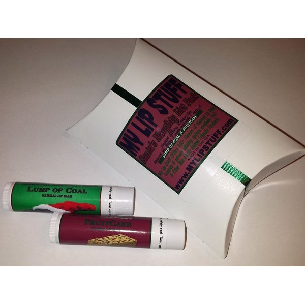My Lip Stuff Santa's Naughty List Pack (lump of Coal & Fruitcake) Gag Gift Natural Lip Balm Set
