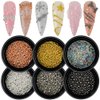 6 Boxes Nail Art Beads Nail Art Metal Balls Nail Beads For Nail Art Gold Silver Rose Gold Nail Art Steel Beads Nail Caviar Beads For Nail Art Nail Bubble Beads For DIY Crafts Decoration