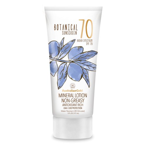 Australian Gold Botanical SPF 70 Mineral Sunscreen Lotion, Non-Chemical Sunblock with Titanium Dioxide & Zinc Oxide, Native-Australian Ingredients, Water-Resistant, Citrus Oasis Fragrance, 5 Oz
