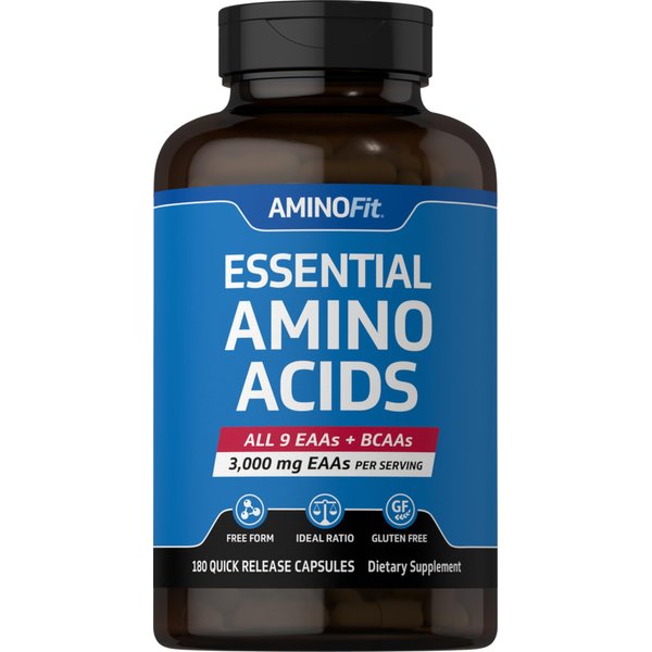 Piping Rock Amino Acid Supplement | 180 Capsules | BCAA and EAA AminoFit Complex | Non-GMO, Gluten Free | by Fitness Labs