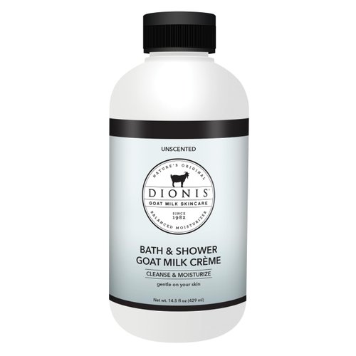 Dionis Goat Milk Skincare Unscented Bath Soap & Liquid Shower Crème, Skin Moisturizer & Hydrating Body Wash Made in The USA, Cruelty Free Shower Gel For Sensitive Skin, 14.5 oz Bottle