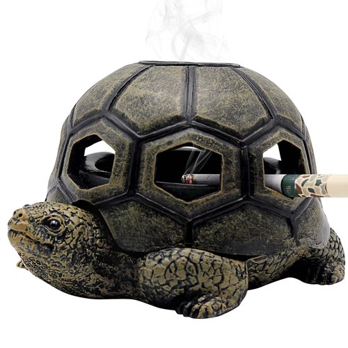 Rabbitroom Turtle Ashtrays for Cigarettes Ashtray with Lid Cute Creative Resin Ash Tray Cigarettes for Home Office, Porch Patio Decorations Outdoor Indoor Ashtray Turtle Stone Gift for Men (Turtle)
