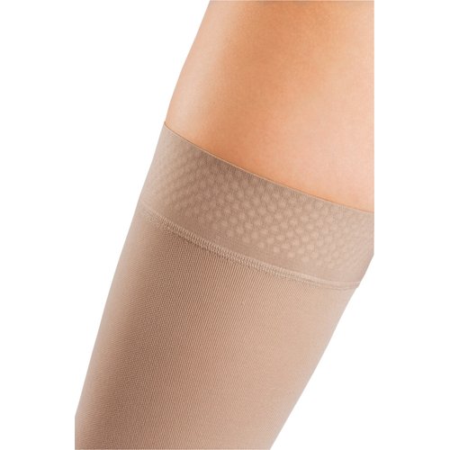 mediven Comfort for Women, 20-30 mmHg – Thigh High Compression Stockings with Silicone Top Band, Closed Toe Leg Circulation, Semi-Transparent Leg Support Compression Hosiery, VI - Petite, Ebony