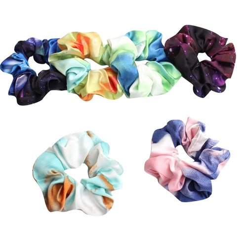 6 Pack Fairy Silk Velvet Floral Pattern Hair Scrunchies Flower Ponytail Holder Wrist Hair Scrunchy Bun Hair Scrunchies for Hair Elastic Bobbles Hair Ties Bands Scrunchies for Women Sleep