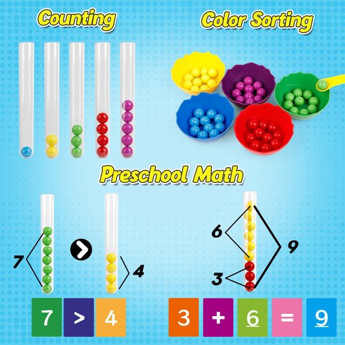 Broytain Counting and Color Sorting Toys for Toddlers,Math Manipulatives Match Games Educational Learning Fine Motor Skills,STEM Preschool Kindergarten Learning Activities