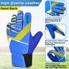 Jalunth Goalkeeper Goalie Soccer Gloves Kids Youth Goal Keeper Field Player Glove Boys Girls Ages 4-6 Years Old Anti-Slip Latex Palm Soft Pu Hand Back Blue Size 5