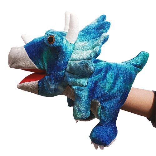 Glanzzeit Children's Hand Puppets, Dinosaur Shaped Hand Puppets, Realistic Plush Toys for Boys and Girls Performance Theatre, Birthday Gifts, Teaching, Interactive Games, Easter Gifts(Triceratops)