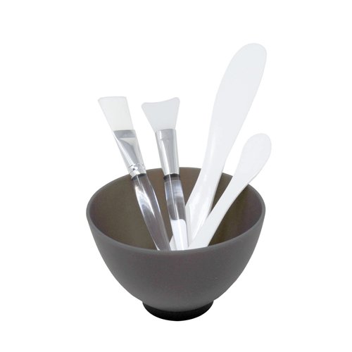APPEARUS Facial Mask Mixing Bowl Set - Microwavable Silicone - Professional Spa Face Mask Mixing Tool (Dark Gray - 5-Pc Set)