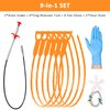 DR.PEN (9 in 1) Drain Clog Remover Tool, [Easy to Use] 34inch Flexible Drain Snake Clog Remover for Sewer, Toilet, Kitchen Sink, Bathroom Tub, Drain Cleaner with Gloves and Floor Drain