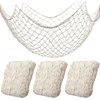 3 Pack Fish Net Decorations for Party,Natural Cotton Hawaiian Party Fishing Net Decorative, Nautical Themed Cotton Fishnet Pirate Party Decor