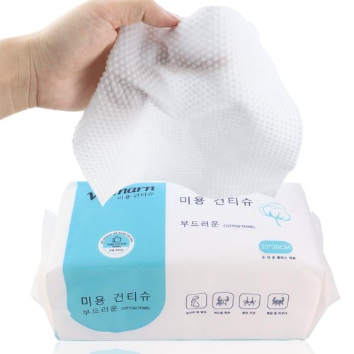 1 Pack 100 Count Thick & Absorbent Cotton Dry Wipes Cotton Face Tissue Disposable Dry Wipes Unscented Chemical Free Face Towelette Dry and Wet Use Cleansing Wipe Makeup Remover
