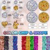 Silver and Gold Holographic Chunky Glitter Cosmetic Body Hair Face Eye Nail for Festival Carnival Concert Party Beauty Rave Accessories Different Shapes 4 Pots 32g/1.12oz+ Quick Dry Primer Glue Gel