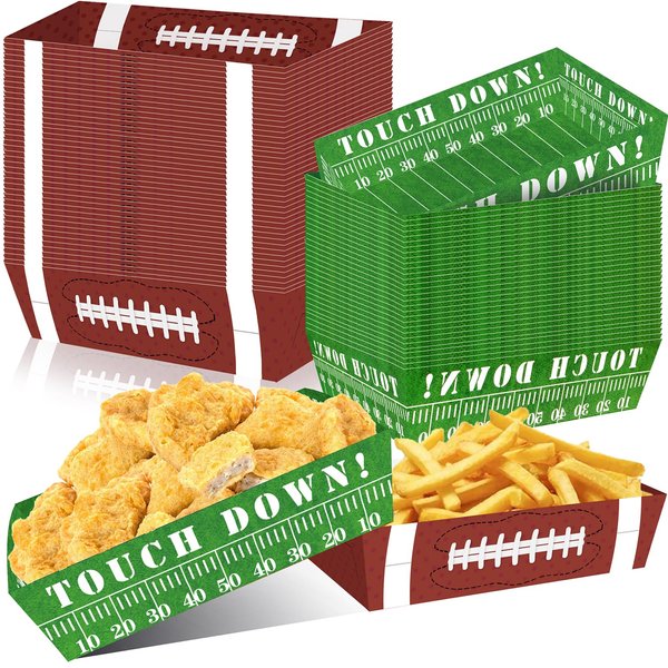 Football Party Decorations Football Party Supplies-50Pcs Football Party Favors Football Paper Food Tray Football Disposable Serving Boats for Football Birthday Party Superbowl Party Decorations