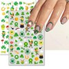 10 Sheets St. Patrick's Day Nail Art Stickers Shamrocks Nail Decals 3D Self-Adhesive Luck of The Irish Sticker Decals Leprechaun Hat Green Shamrock Nail Design Sticker for Women Girls DIY Manicure Art