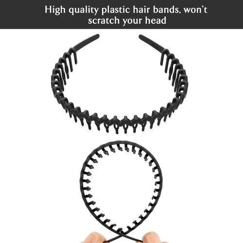 Etercycle Plastic Headbands for Women, Fashion Non Slip Headbands with Teeth, Wide Hair band Hair Accessories for Women and Girls (Black)