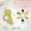 JETM·HH Teether Ring Wooden Baby Rattle Crochet Green Dinosaur Set | Infant Teething Toy | BPA Free Silicone Chewable Rings with Organic Featuring Multiple Textures | Crochet Rattle Baby