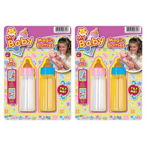 JA-RU Magic Baby Doll Bottles (2 Packs of 2 Bottles) Milk Bottle and Juice Bottle, Baby Doll Accessories. Set with 2 Bottles. 701-2