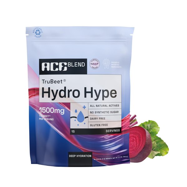Ace Blend Trubeet Hydro Hype | Electrolyte Powder with Full-Spectrum Electrolytes, Vitamins & Minerals | Instant Hydration Drink | 15 Sachets