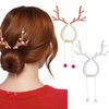 Hapdoo 2Pcs Christmas Reindeer Ponytail Bun Holder, Metal Banana Clips Hair Strong Hold Decorative Hair Claw Clips for High Ponytail, Xmas Hair Jaw Clips Barrettes Styling Accessories for Women Girls