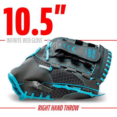 Franklin Sports Kids Baseball Glove - Youth Baseball, Softball + Teeball Glove for Boys + Girls - Shok Sorb Glove - Right Hand Throw - Graphite Blue - 10.5
