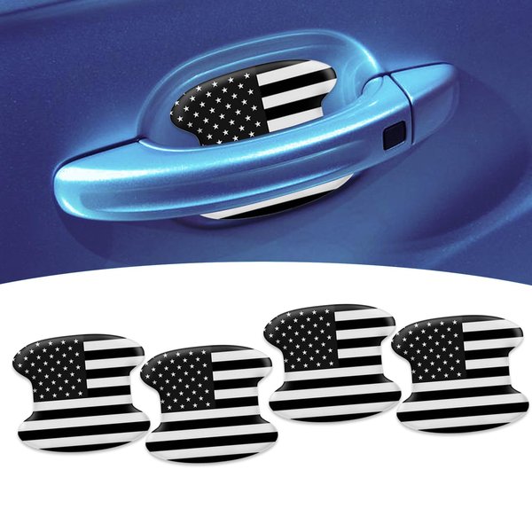 UGSHY Pack of 4 Car Door Handle Protector, Universal Car Door Handle Sticker, Anti Scratches Door Side Paint Protector, Automotive Exterior Accessories, for Cars Trucks SUVs (American Flag Black)