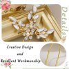 Heread Leaf Bride Wedding Hair Pins Crystal Bridal Head Dress Pearl Hair Accessories for Women and Girls (Pack of 3) (C Gold)