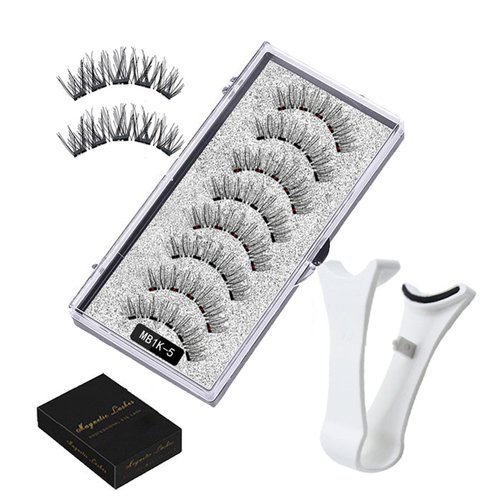 Magnetic Eyelashes with Applicator, Reusable Dual Magnetic Lashes Kit without Eyeliner Magnetic Eyelashes Natural Look Wispy False Eyelashes No Glue or Liner Needed, Easy to Wear