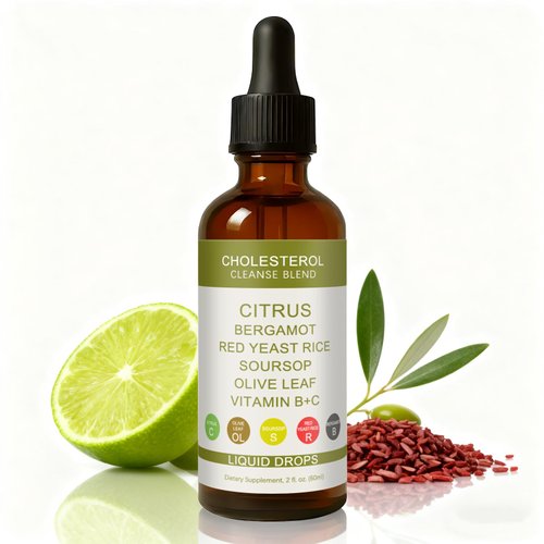 XUHUIT Red Yeast Rice Drops - Wellness Blend with Soursop,Citrus Bergamot Olive Leaf, Vitamins B & C, Plant-Based, Non-GMO, Vegan Supplement, 2 fl.oz. (1)