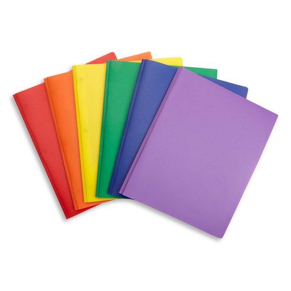 6 Pack Multicolor Plastic Pocket Folders with 3 Prongs, Plastic Folders for School, Home, and Work, 6 Plastic Folders