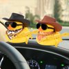 wonuu Rubber Duck Car Ornaments Duck Car Dashboard Decorations for Cool Car Accessories with Cowboy Hat Necklace and Sunglasses, A_Black Cowboy hat
