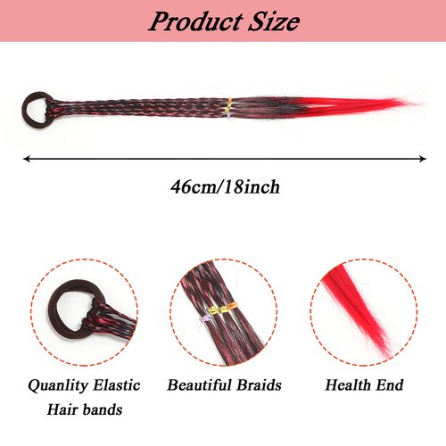 BENOSPACE 10 Pcs Girls Hair Extensions Accessories Colored Wigs Braids Headwear with Rubber Bands Ponytail Hair Ornament Twist Braid Rope Headdres for Women Kids Party Highlights Cosplay Dress Up