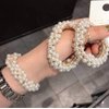 3PCS Fashion Imitation Pearl Elastic Hair Ties Beaded Flower Pearl Hair Band Women Satin Ribbon Ponytail Hair Accessories