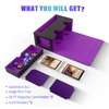 UAONO MTG Deck Box with 2 Commander Display and Dice Tray-Patented Design, Double Deck Box for 250+ Single Sleeved Cards, Leather Magnetic Card Storage Box Fits for TCG CCG Magic Cards (Black&Purple)
