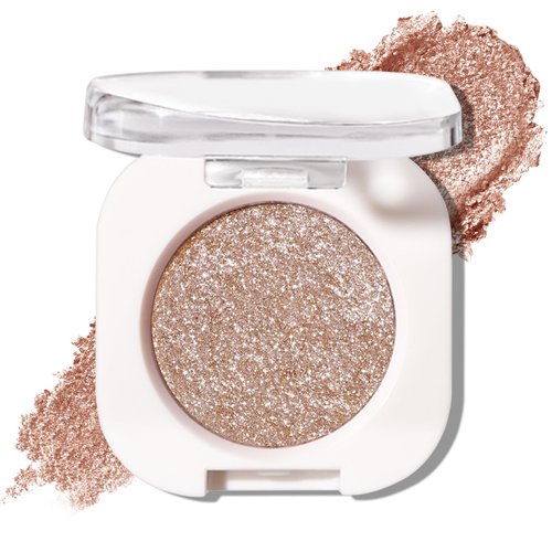 Jutqut Single Glitter Eyeshadow, Champagne Pearl Shimmer Glow Eyeshadow, Ultra-fine Lightweight, Blendable Formula, Glossy Korean Eyes Makeup, Moonstone