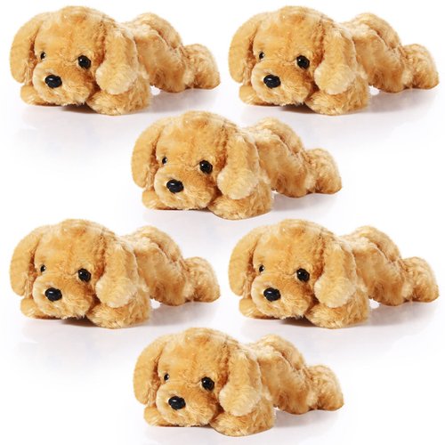 6 Pcs 8 Inch Dog Stuffed Animal Plush Dog Puppy Soft Plush Dog Pillow Toy Fluffy Puppy Set for Kids Girls Dog Theme Party Favor Birthday Baby Room Home Decor (Brown, Lovely Style)