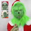 6Pcs Christmas Cosplay Makeup Kit,Highly Pigmented Christmas Face Paint,Green Face Makeup,Green Face Paint,Green Face Piant+Sponges+Setting Powder+Black Face Paint Stick+Santa Hat