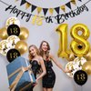 Jobkoo 18th Birthday Decorations, Black Gold 18th Birthday Party Decoration for Boys Girls Golden Black 18th Birthday Balloons Cake Topper 18th Birthday Banner for 18 Year Old Birthday Party Supplies